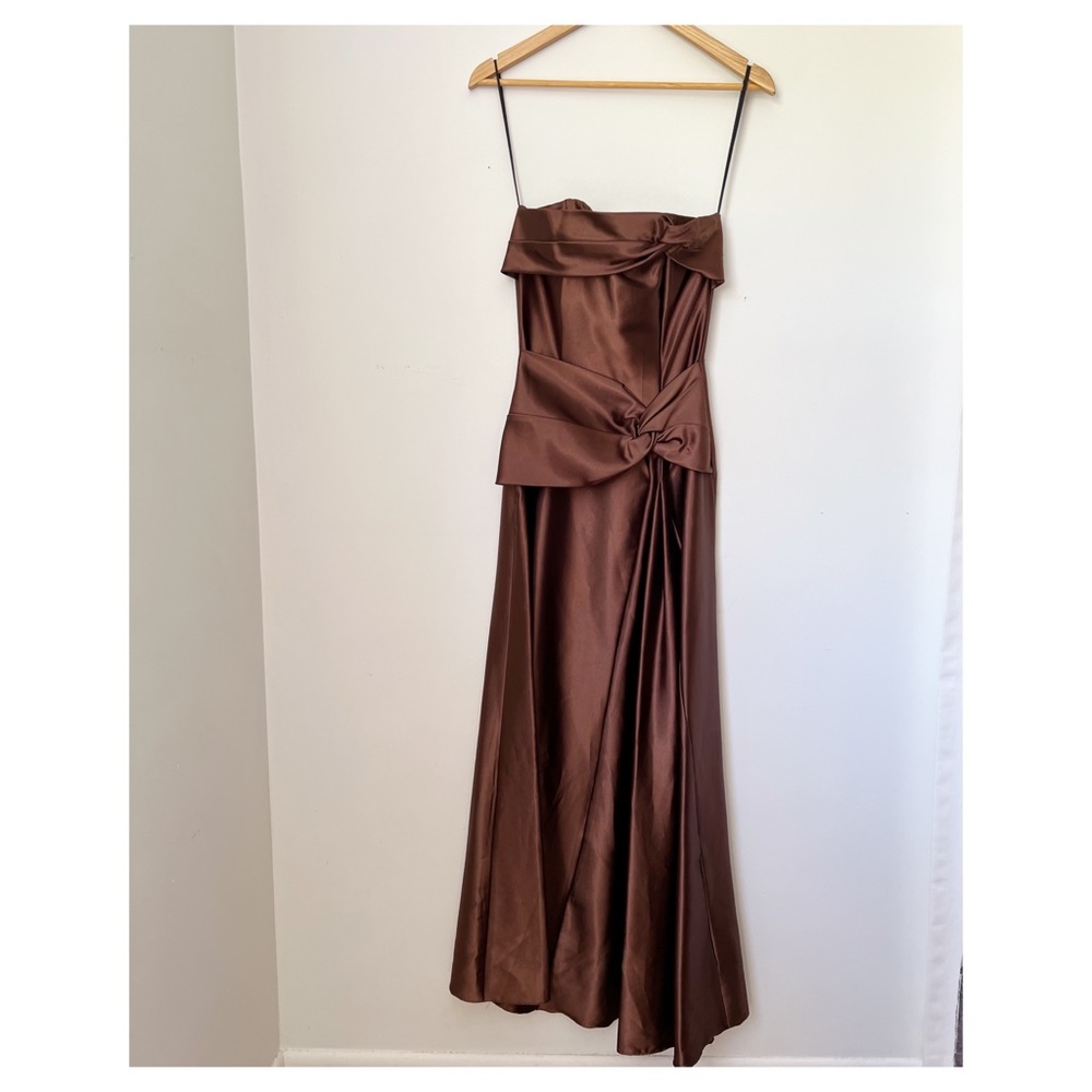 Brown Formal Satin Dress